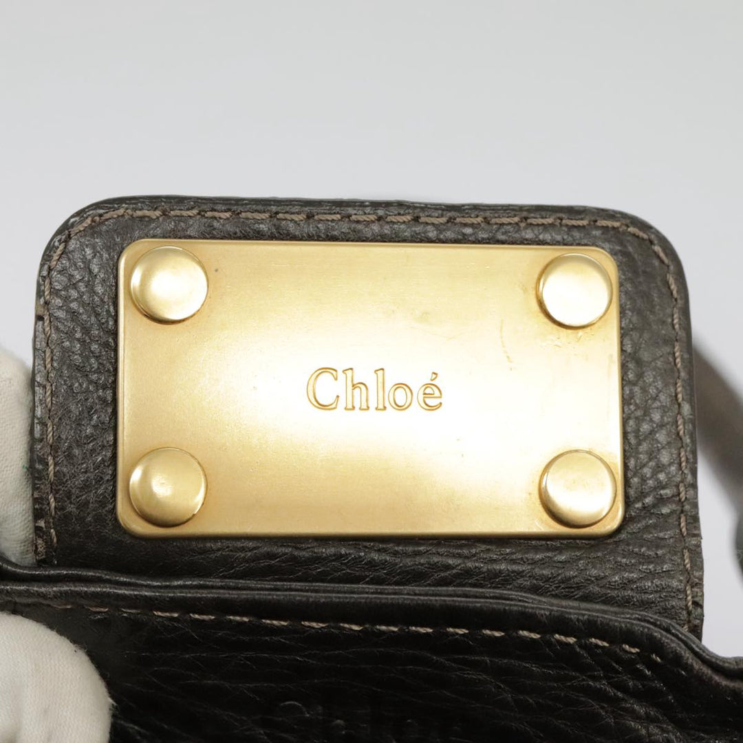 Chloe Paddington Hand Bag Leather Brown Gold Silver am7257