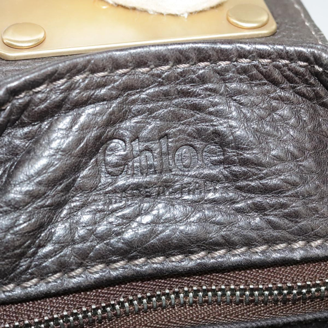 Chloe Paddington Hand Bag Leather Brown Gold Silver am7257