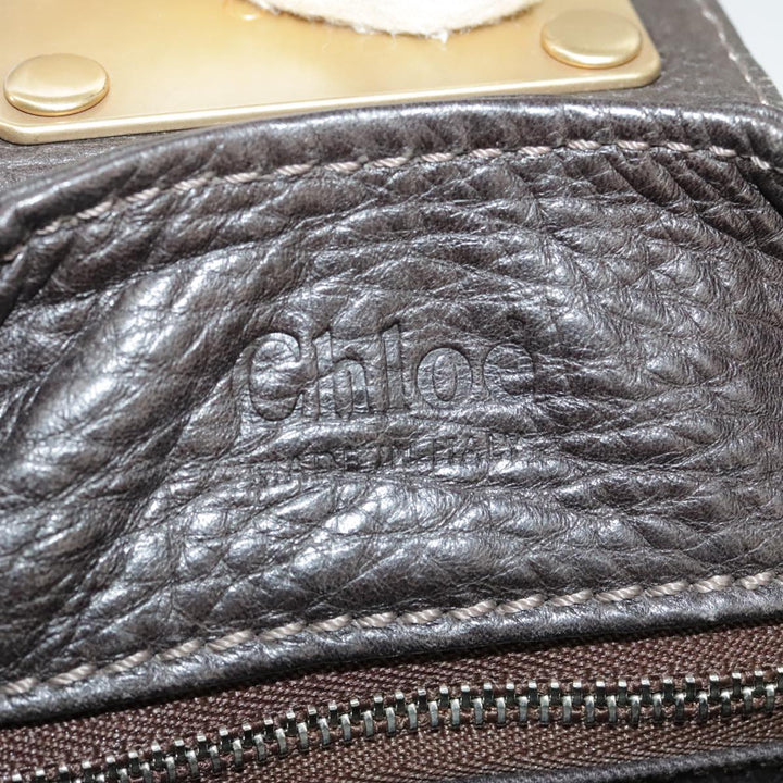 Chloe Paddington Hand Bag Leather Brown Gold Silver am7257
