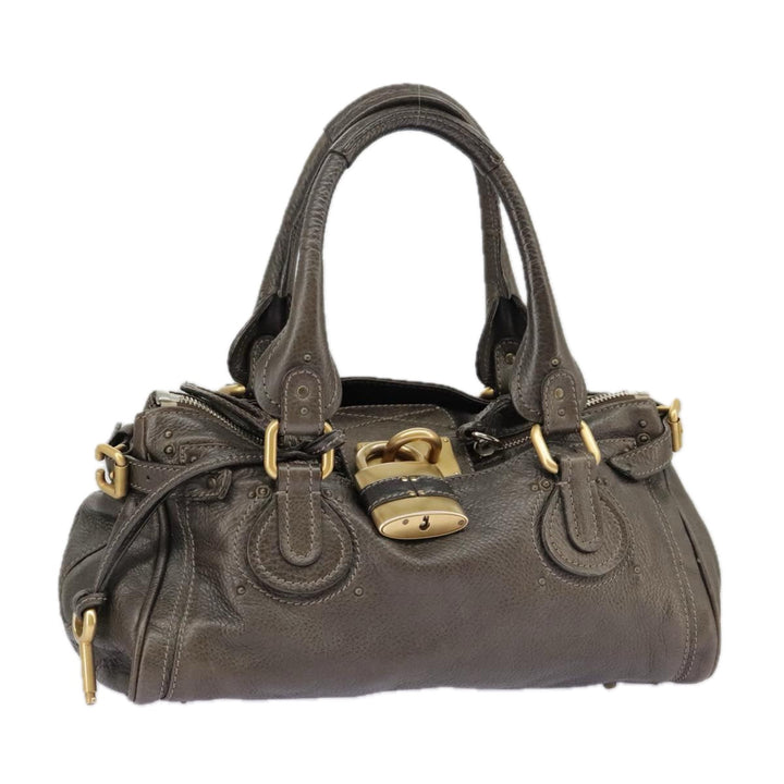 Chloe Paddington Hand Bag Leather Brown Gold Silver am7257