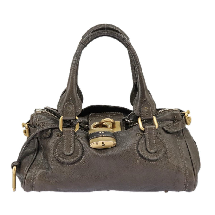 Chloe Paddington Hand Bag Leather Brown Gold Silver am7257