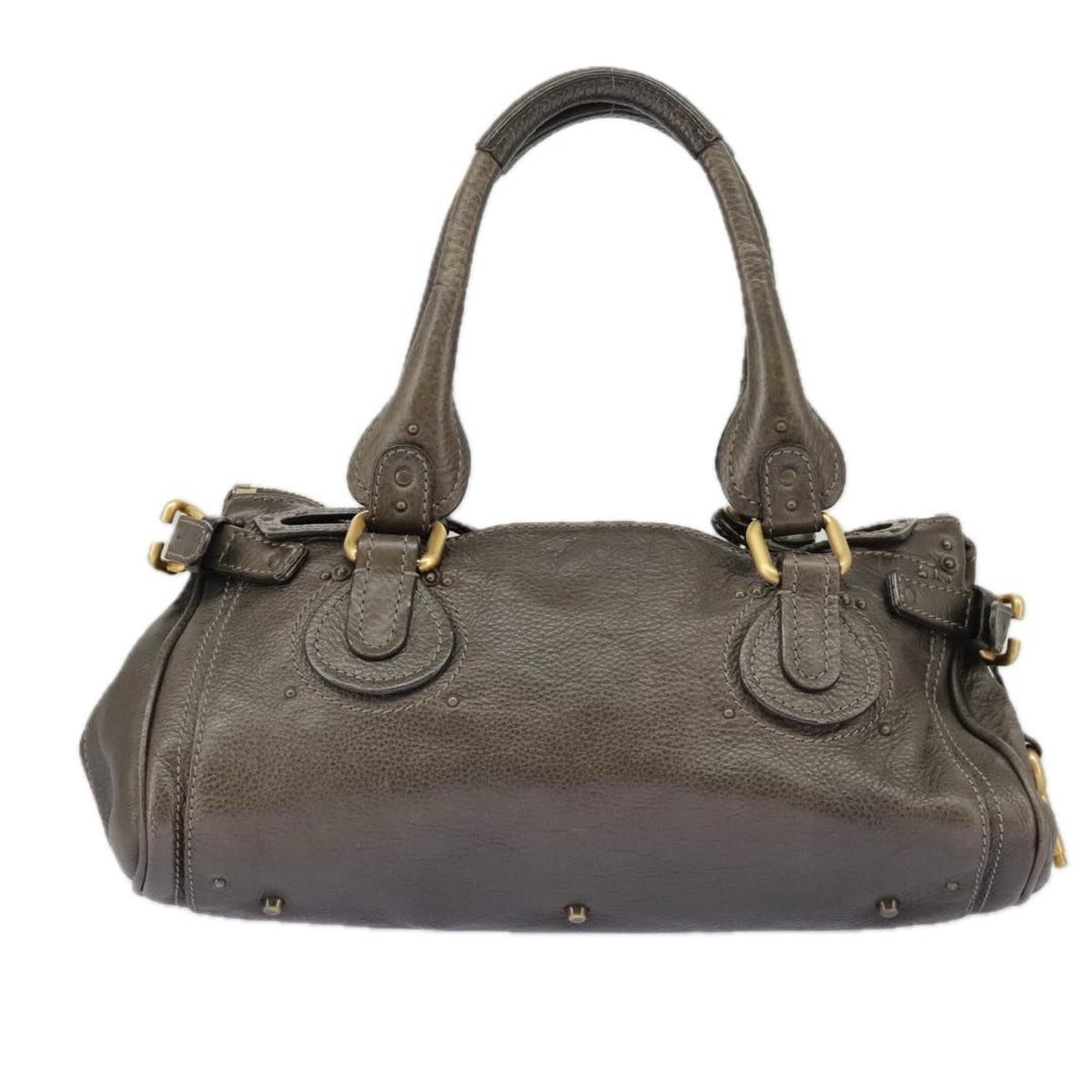 Chloe Paddington Hand Bag Leather Brown Gold Silver am7257