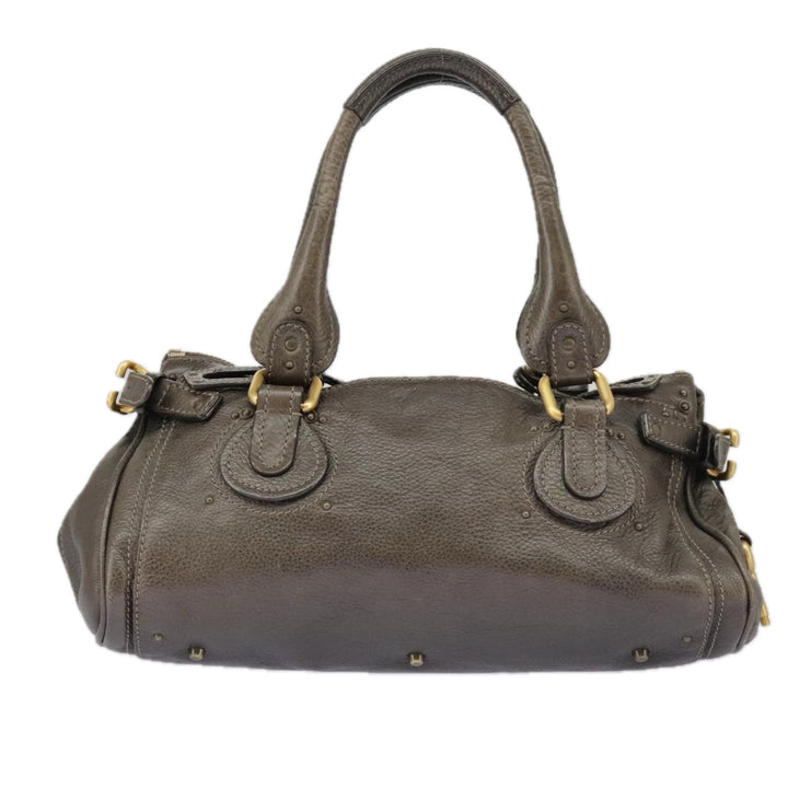 Chloe Paddington Hand Bag Leather Brown Gold Silver am7257