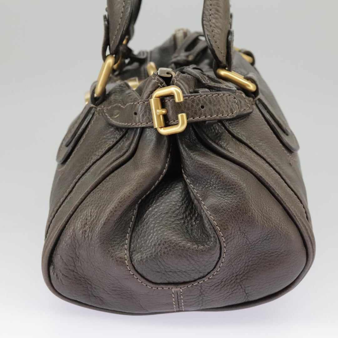Chloe Paddington Hand Bag Leather Brown Gold Silver am7257