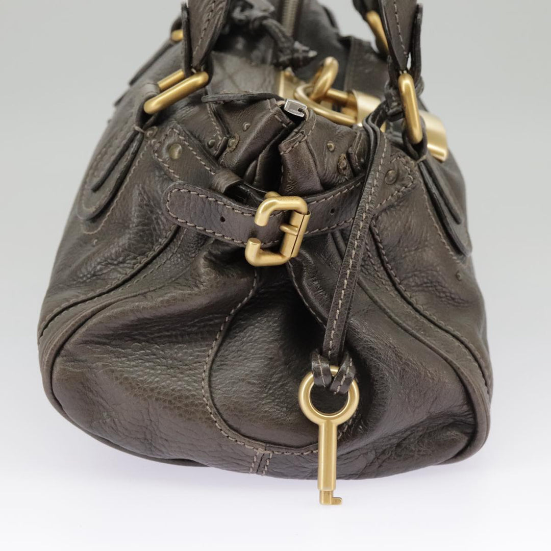 Chloe Paddington Hand Bag Leather Brown Gold Silver am7257