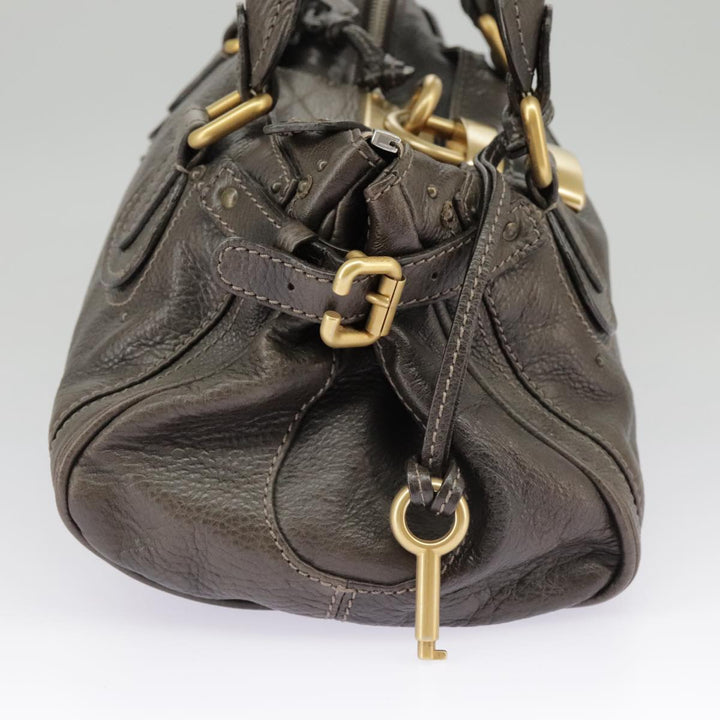 Chloe Paddington Hand Bag Leather Brown Gold Silver am7257