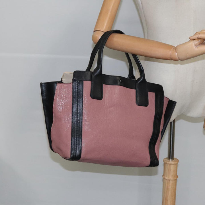 Chloe Alison Tote Bag Leather Pink Black Gold am7274