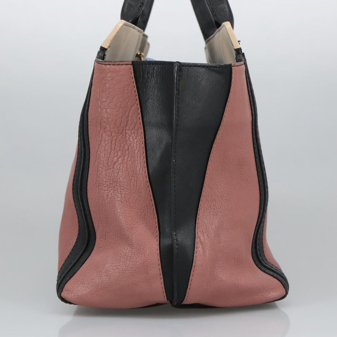 Chloe Alison Tote Bag Leather Pink Black Gold am7274