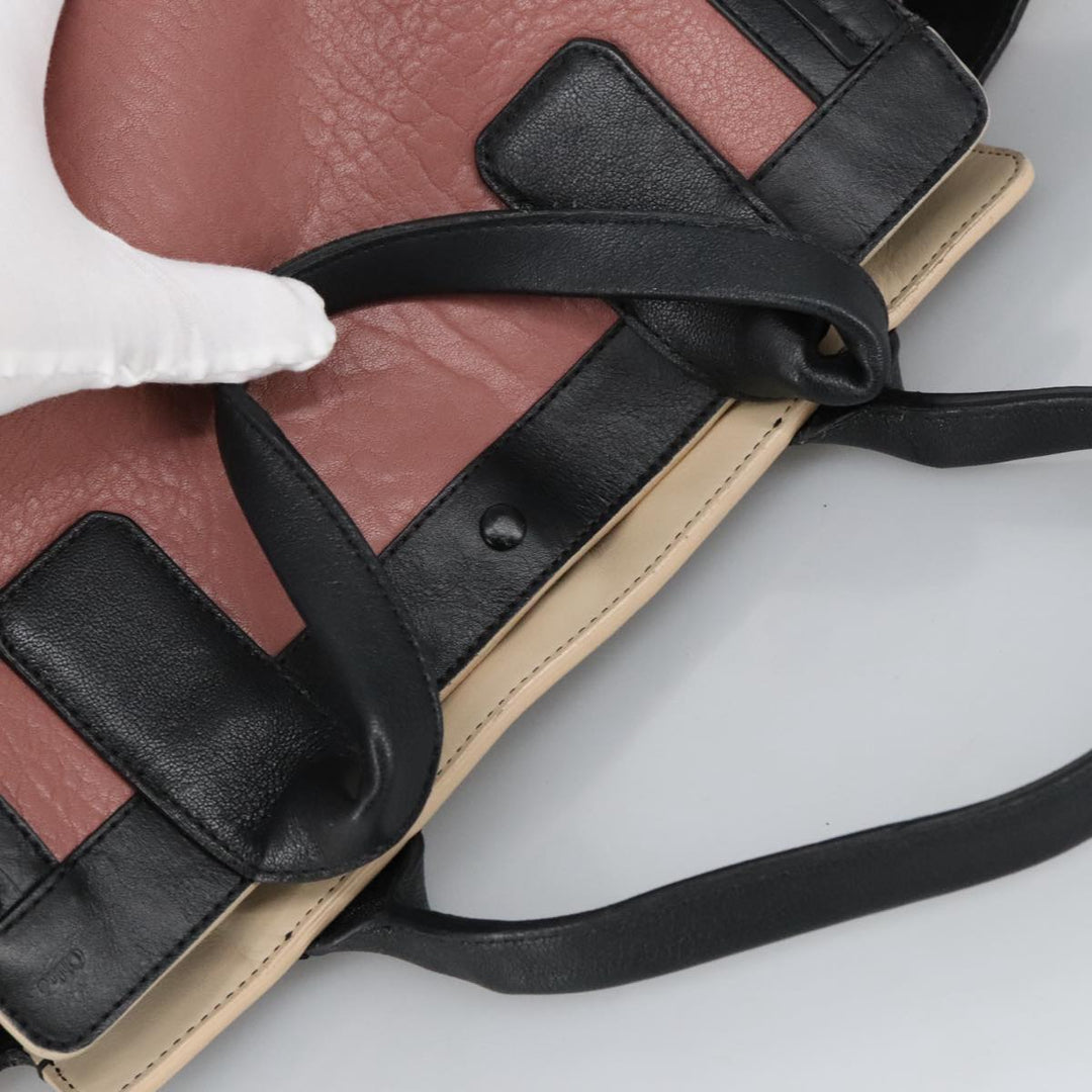 Chloe Alison Tote Bag Leather Pink Black Gold am7274