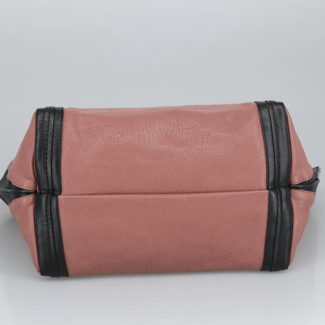 Chloe Alison Tote Bag Leather Pink Black Gold am7274