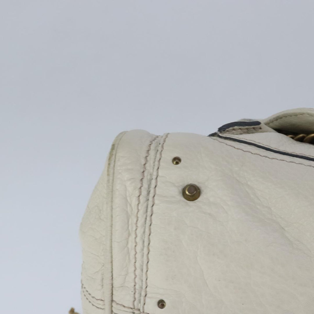 Chloe Paddington Hand Bag Leather White Gold Silver am7276