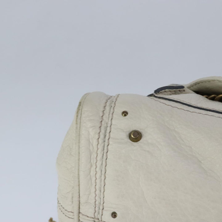 Chloe Paddington Hand Bag Leather White Gold Silver am7276
