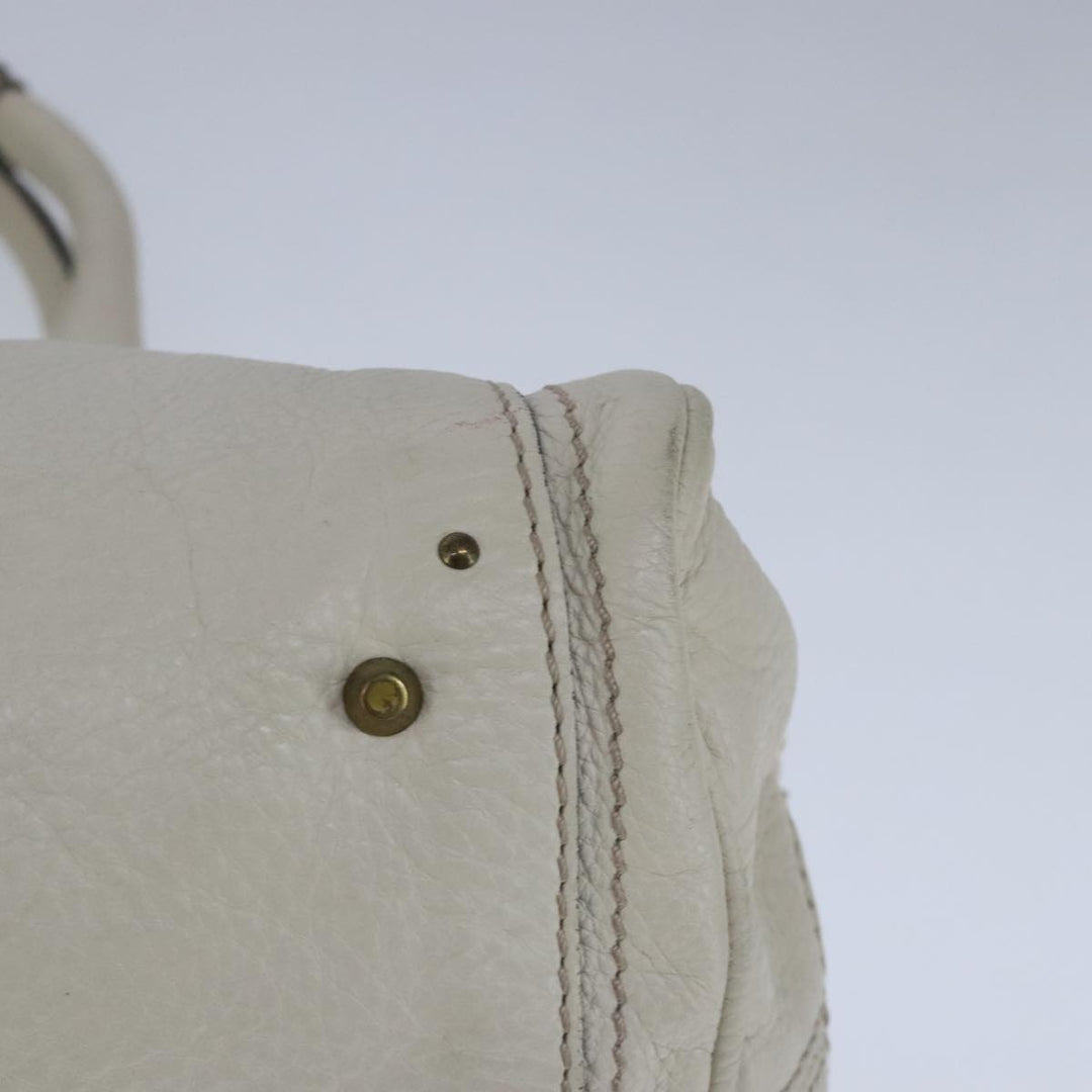 Chloe Paddington Hand Bag Leather White Gold Silver am7276