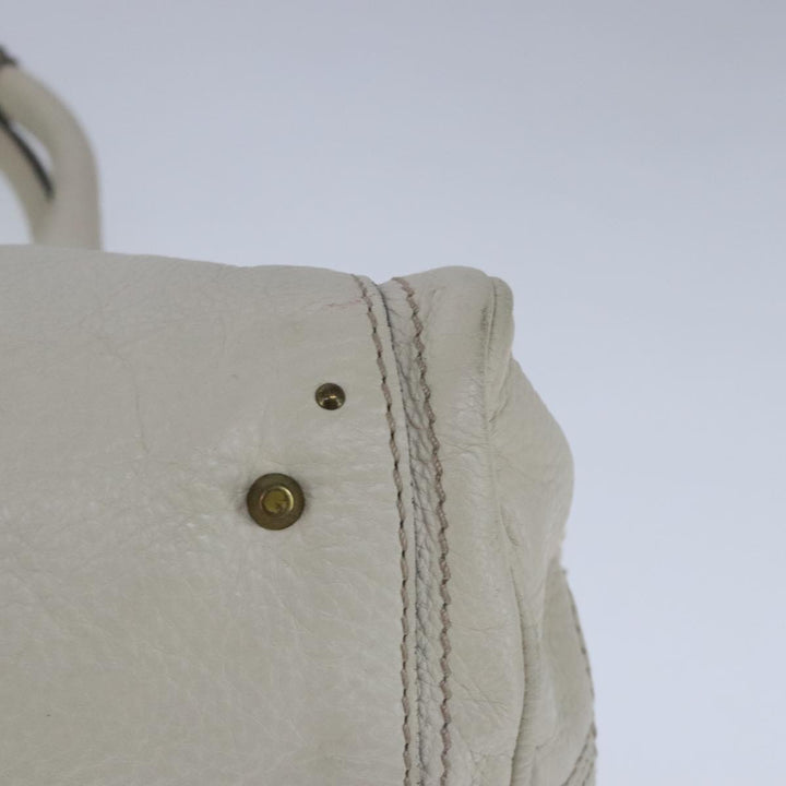 Chloe Paddington Hand Bag Leather White Gold Silver am7276
