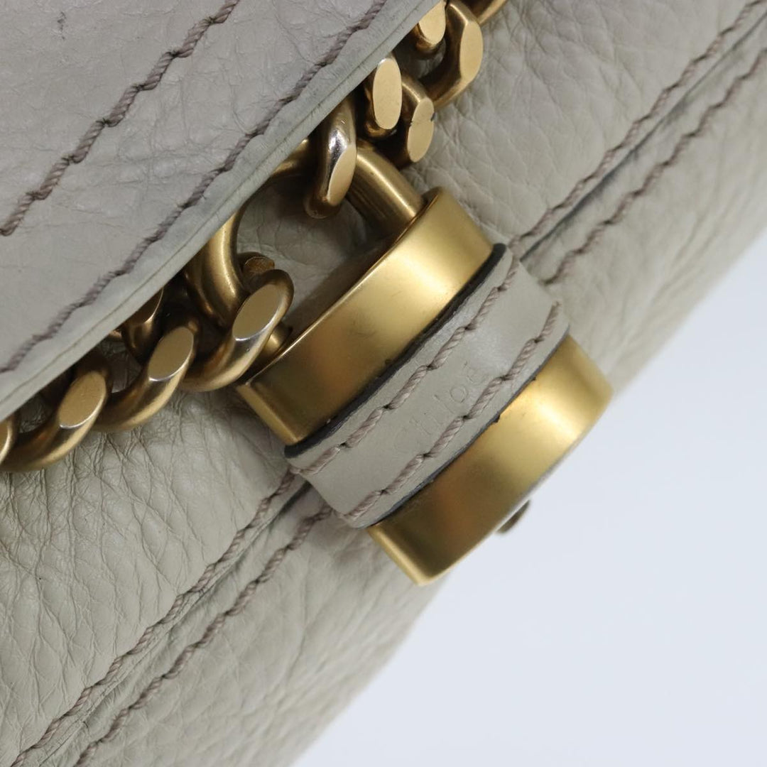 Chloe Paddington Hand Bag Leather White Gold Silver am7276