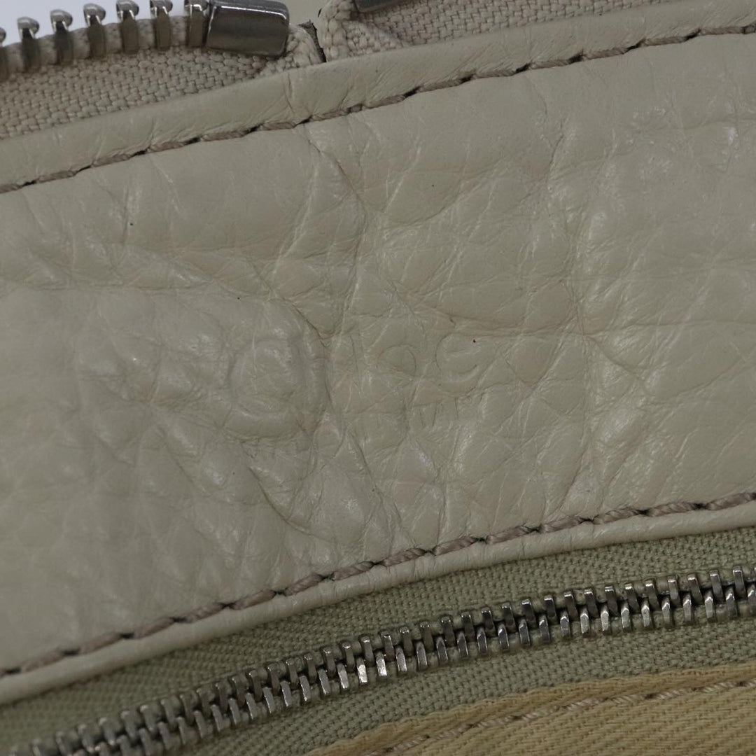 Chloe Paddington Hand Bag Leather White Gold Silver am7276