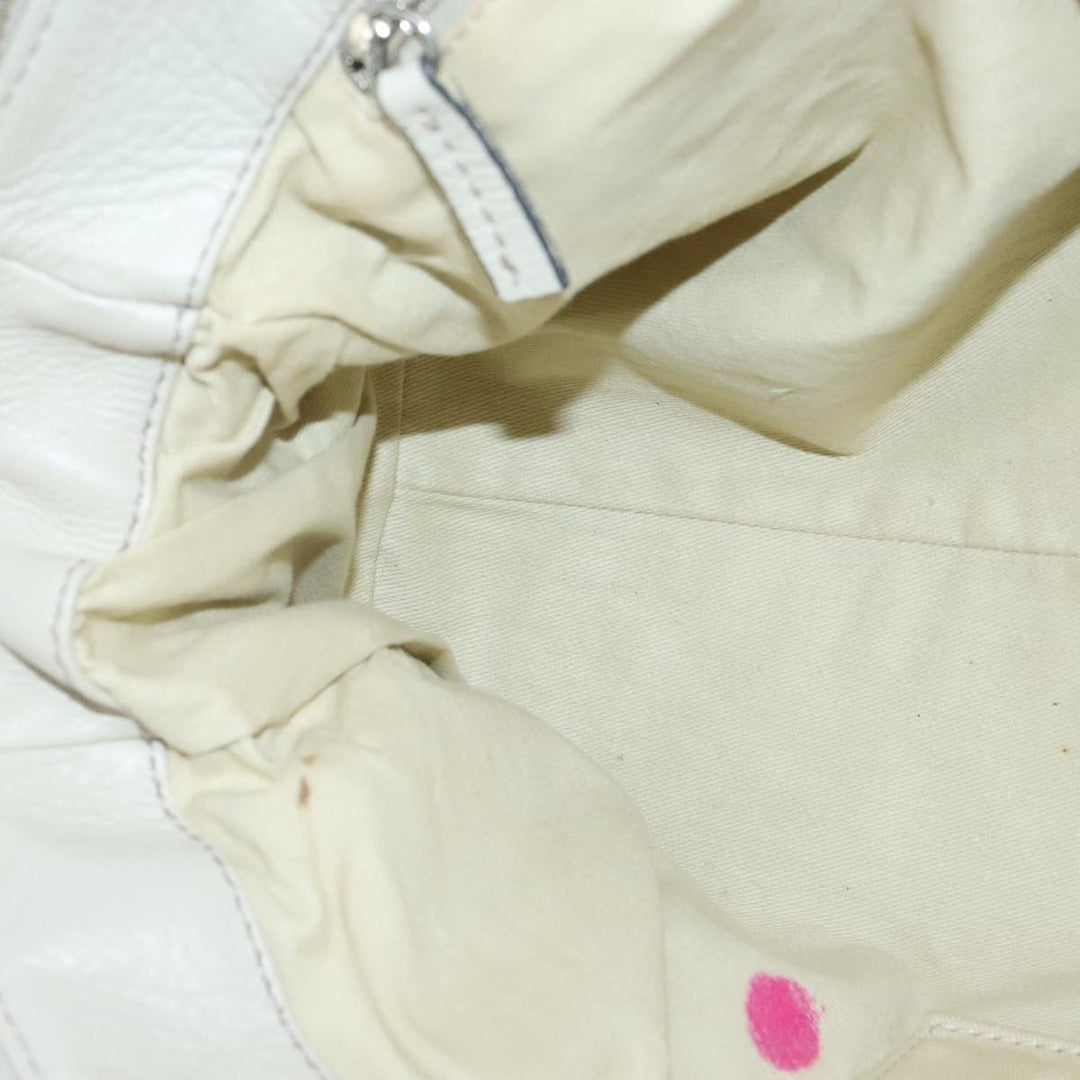 Chloe Paddington Hand Bag Leather White Gold Silver am7276