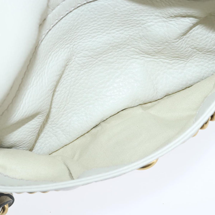 Chloe Paddington Hand Bag Leather White Gold Silver am7276