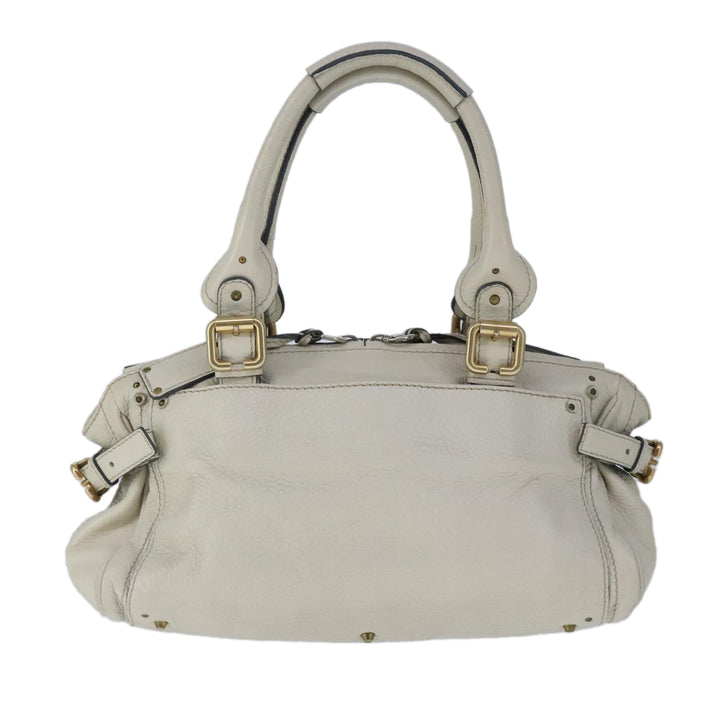 Chloe Paddington Hand Bag Leather White Gold Silver am7276
