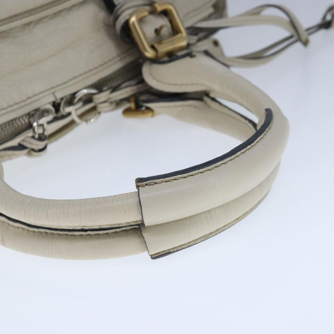Chloe Paddington Hand Bag Leather White Gold Silver am7276