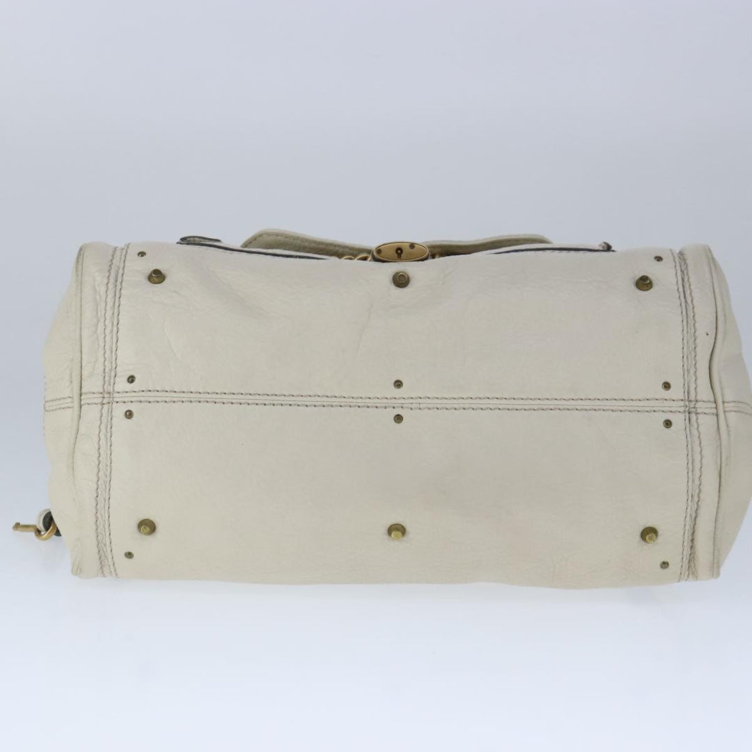 Chloe Paddington Hand Bag Leather White Gold Silver am7276