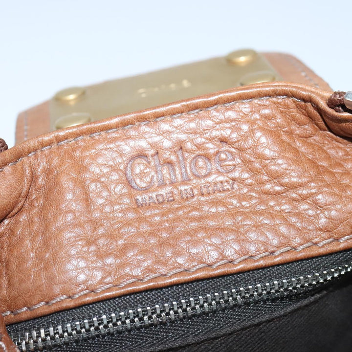 Chloe Paddington Hand Bag Leather Brown Gold Silver am7277