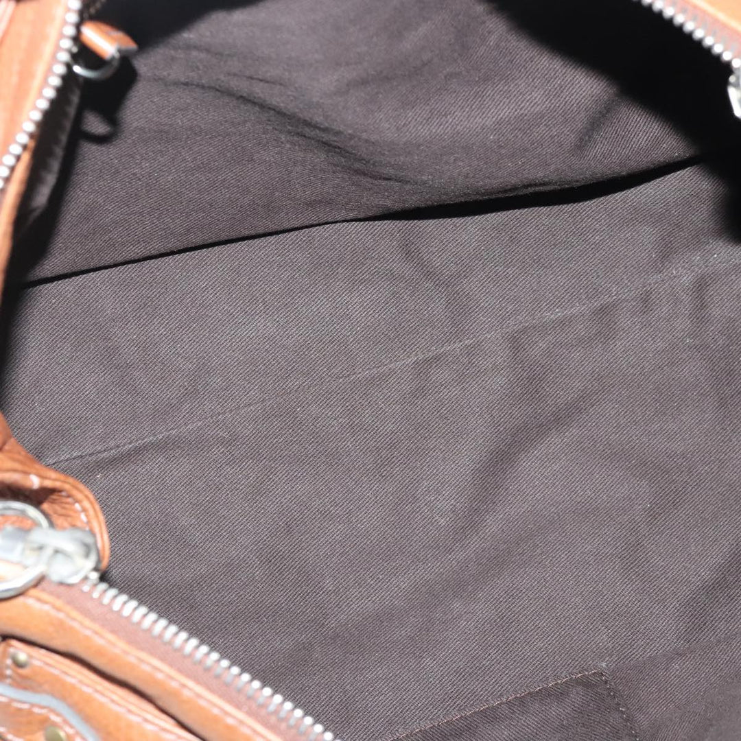Chloe Paddington Hand Bag Leather Brown Gold Silver am7277