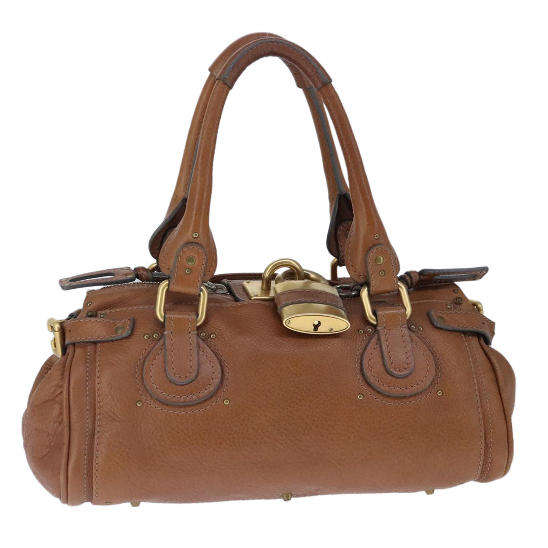 Chloe Paddington Hand Bag Leather Brown Gold Silver am7277