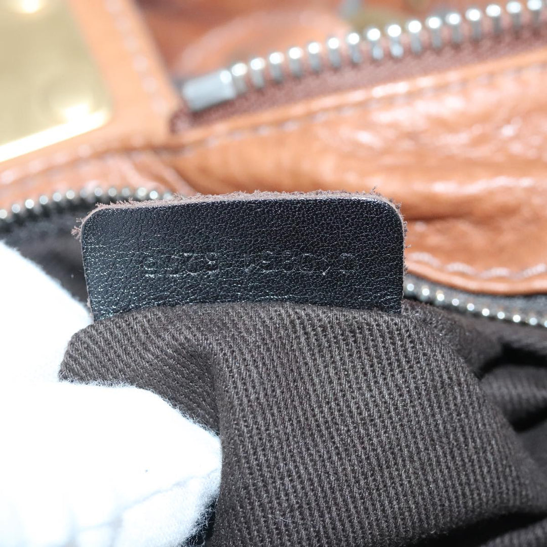 Chloe Paddington Hand Bag Leather Brown Gold Silver am7277