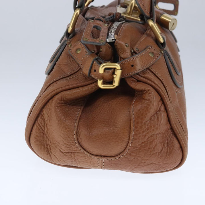 Chloe Paddington Hand Bag Leather Brown Gold Silver am7277