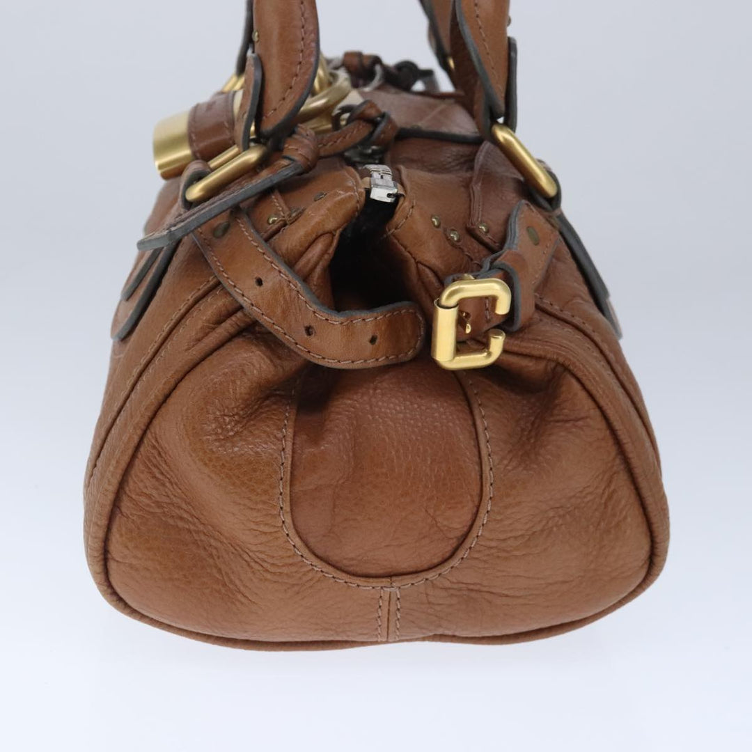 Chloe Paddington Hand Bag Leather Brown Gold Silver am7277