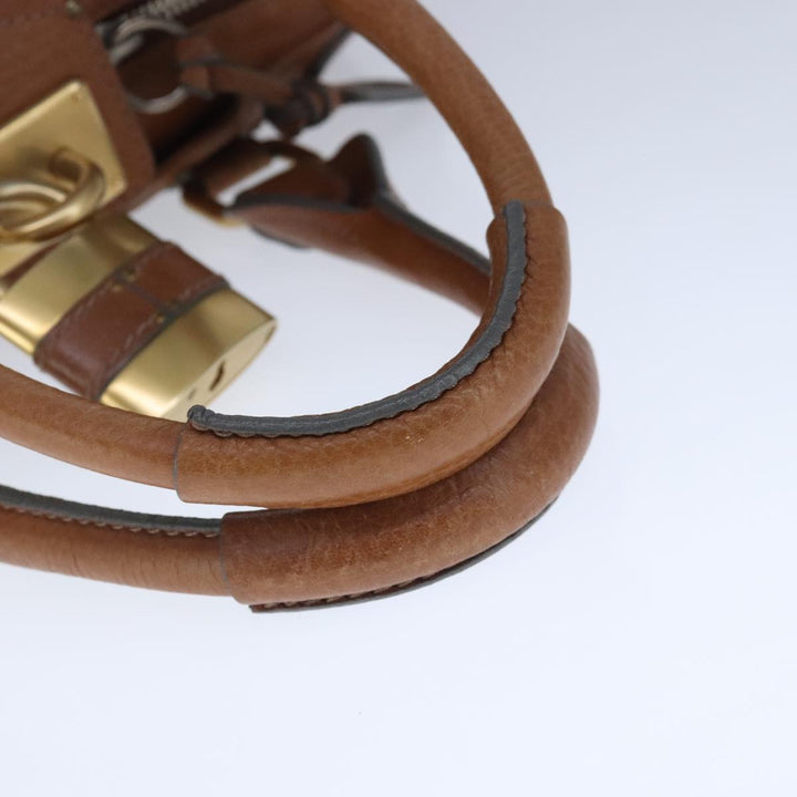 Chloe Paddington Hand Bag Leather Brown Gold Silver am7277