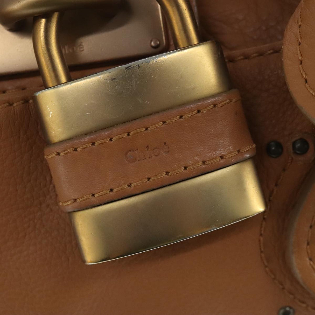 Chloe Paddington Hand Bag Leather Brown Gold Silver am7278