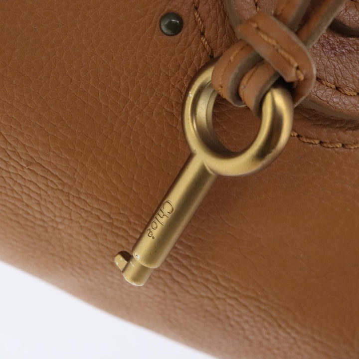 Chloe Paddington Hand Bag Leather Brown Gold Silver am7278