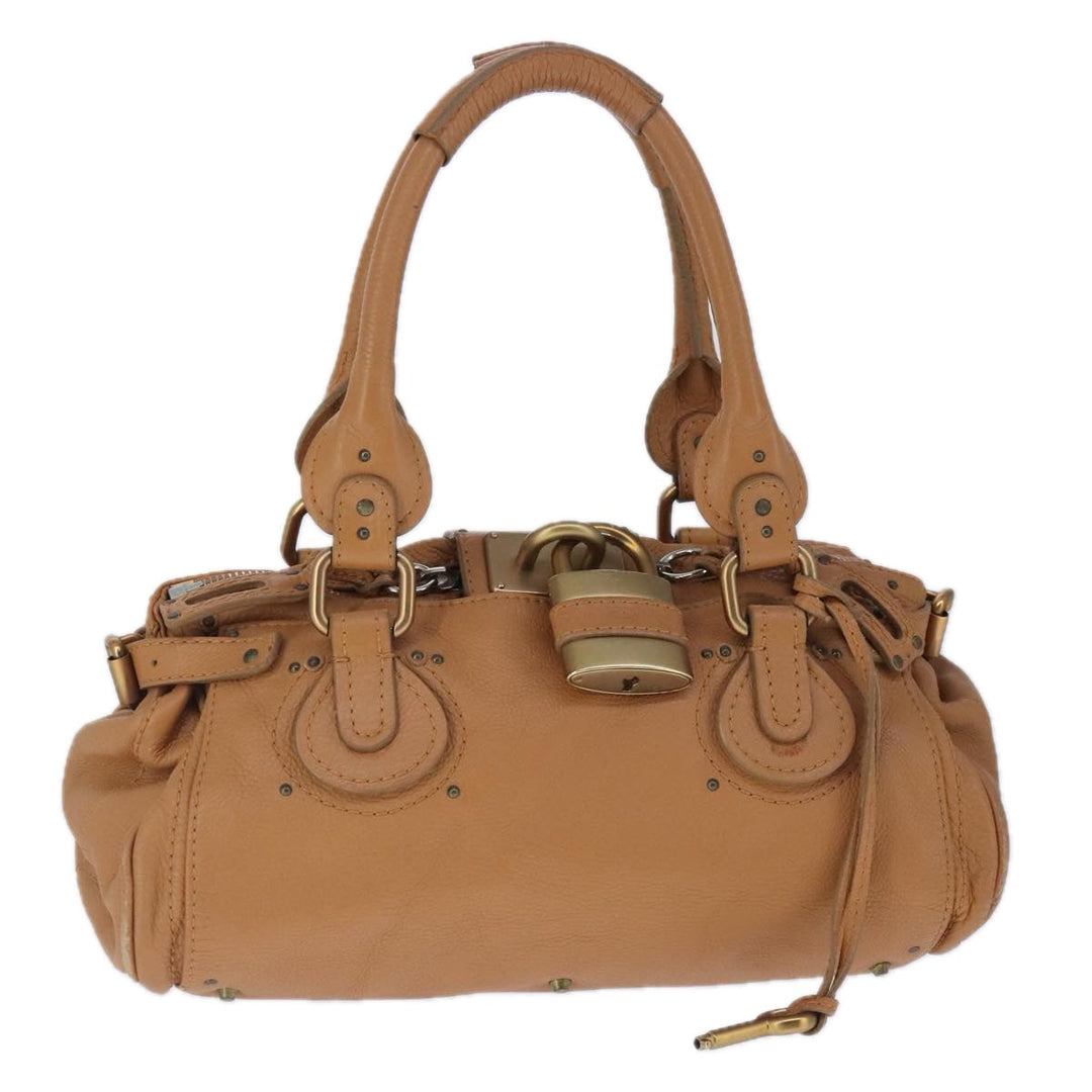 Chloe Paddington Hand Bag Leather Brown Gold Silver am7278