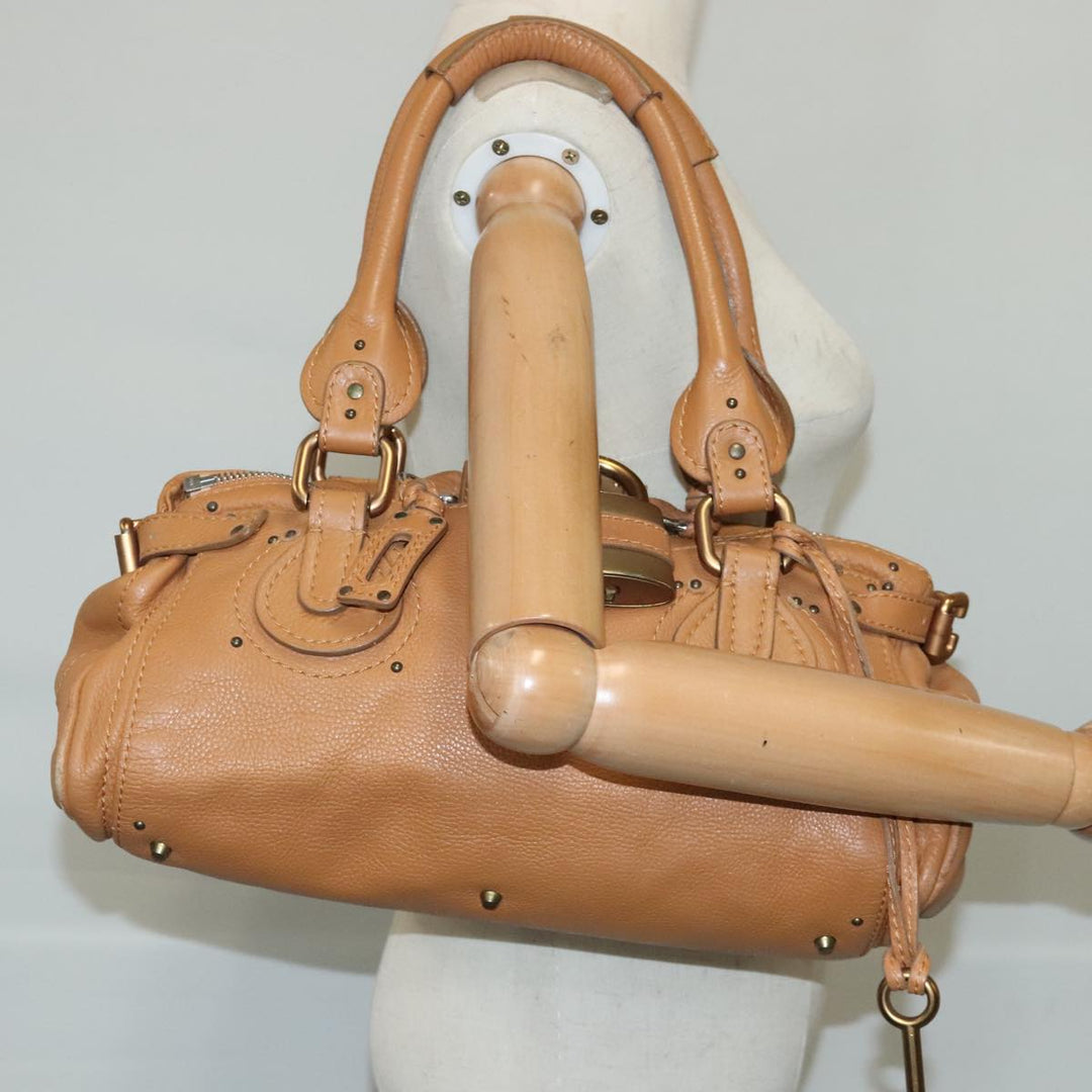 Chloe Paddington Hand Bag Leather Brown Gold Silver am7278
