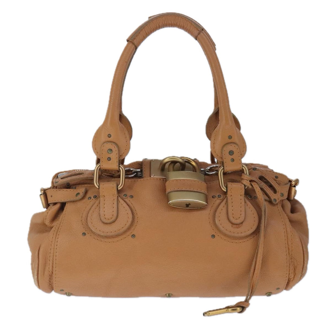 Chloe Paddington Hand Bag Leather Brown Gold Silver am7278