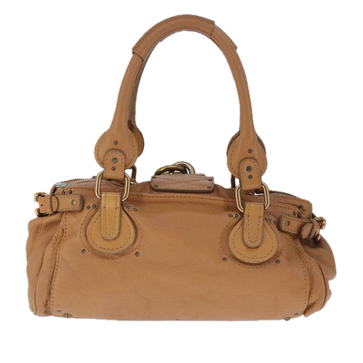 Chloe Paddington Hand Bag Leather Brown Gold Silver am7278