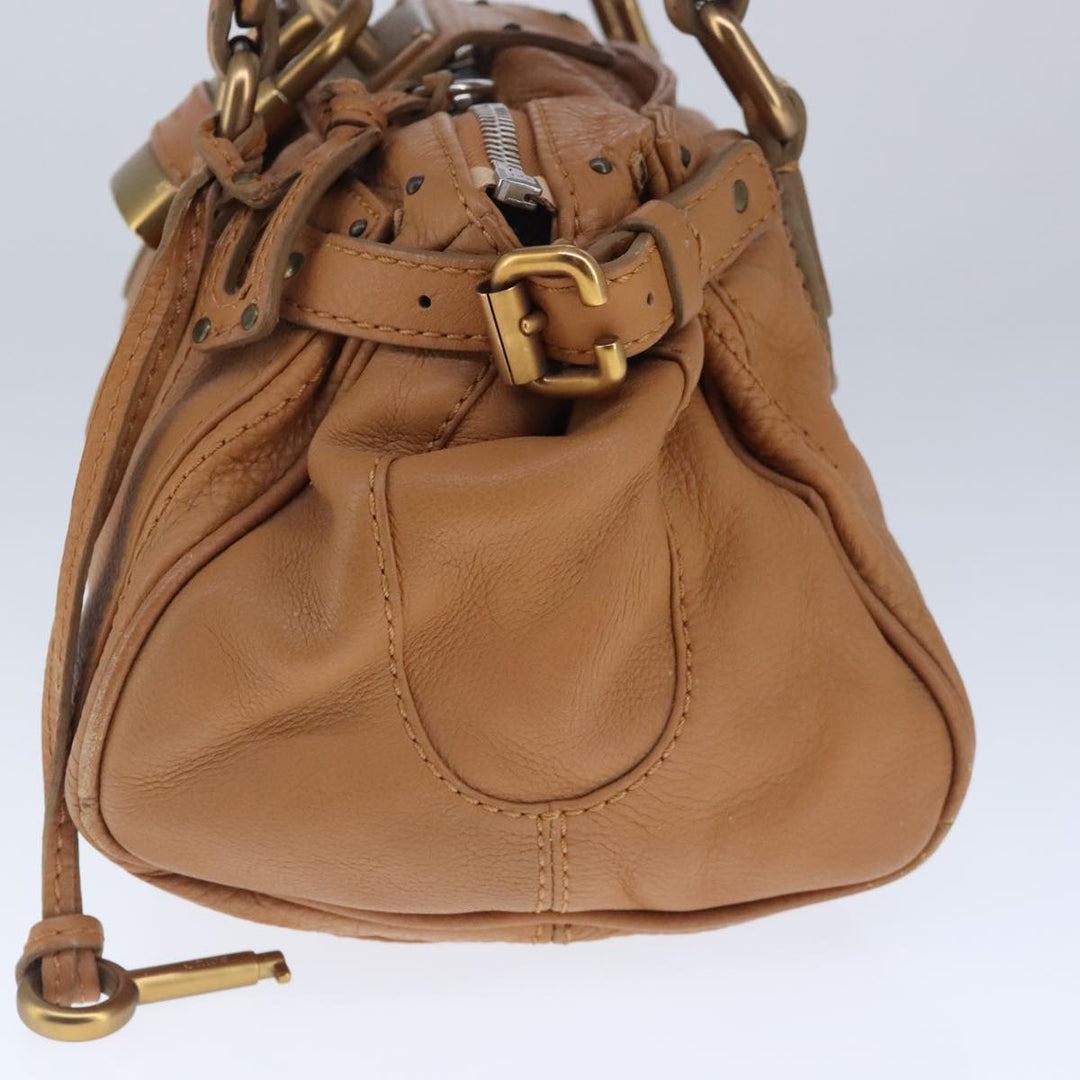 Chloe Paddington Hand Bag Leather Brown Gold Silver am7278