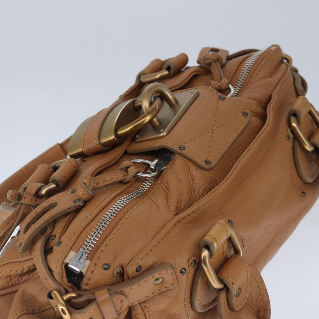 Chloe Paddington Hand Bag Leather Brown Gold Silver am7278