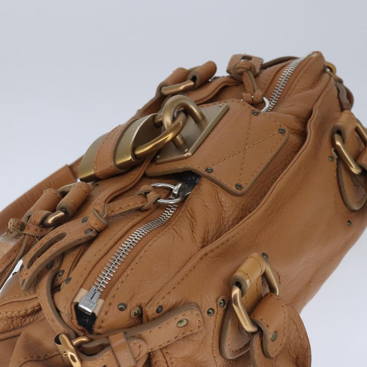 Chloe Paddington Hand Bag Leather Brown Gold Silver am7278