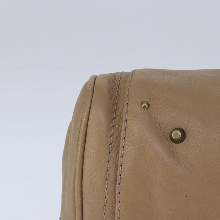 Chloe Paddington Hand Bag Leather Beige Gold Silver am7279