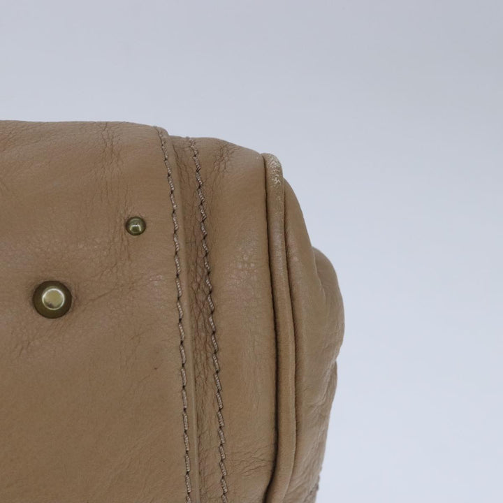 Chloe Paddington Hand Bag Leather Beige Gold Silver am7279