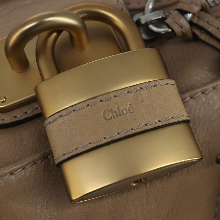 Chloe Paddington Hand Bag Leather Beige Gold Silver am7279