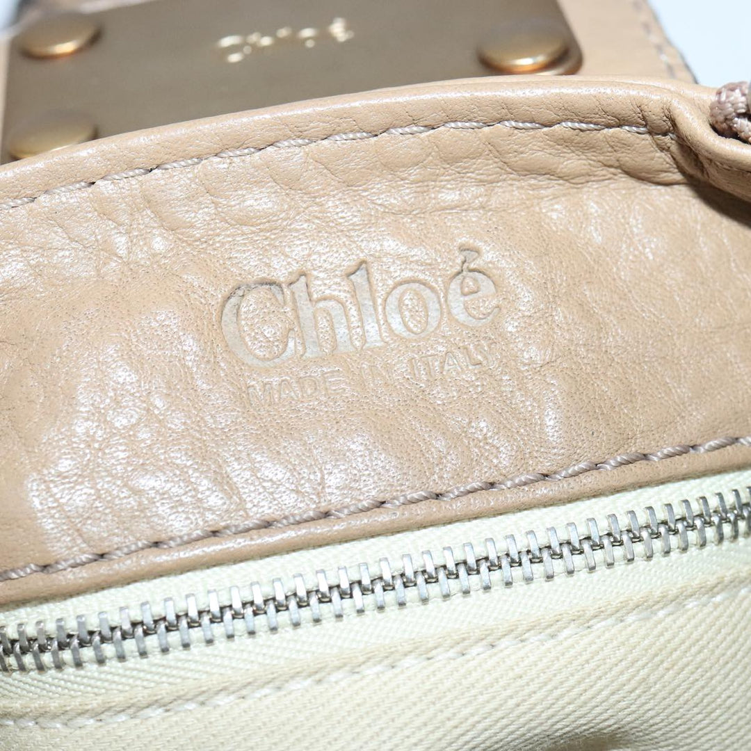 Chloe Paddington Hand Bag Leather Beige Gold Silver am7279