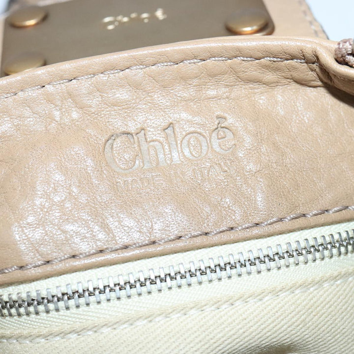 Chloe Paddington Hand Bag Leather Beige Gold Silver am7279