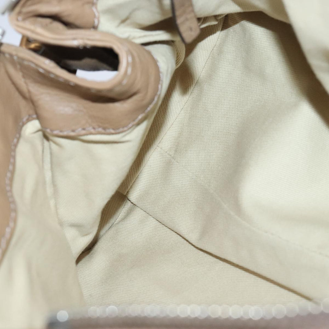 Chloe Paddington Hand Bag Leather Beige Gold Silver am7279