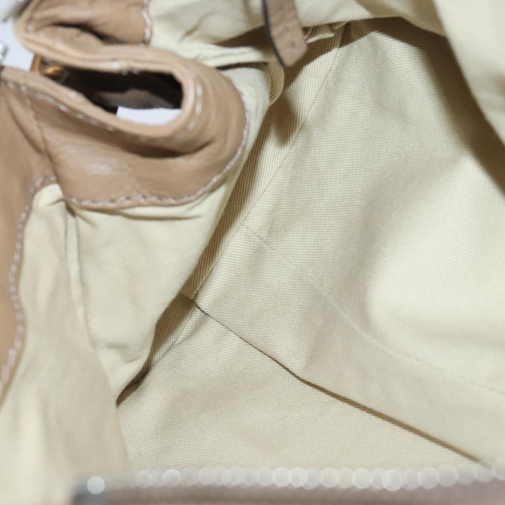 Chloe Paddington Hand Bag Leather Beige Gold Silver am7279