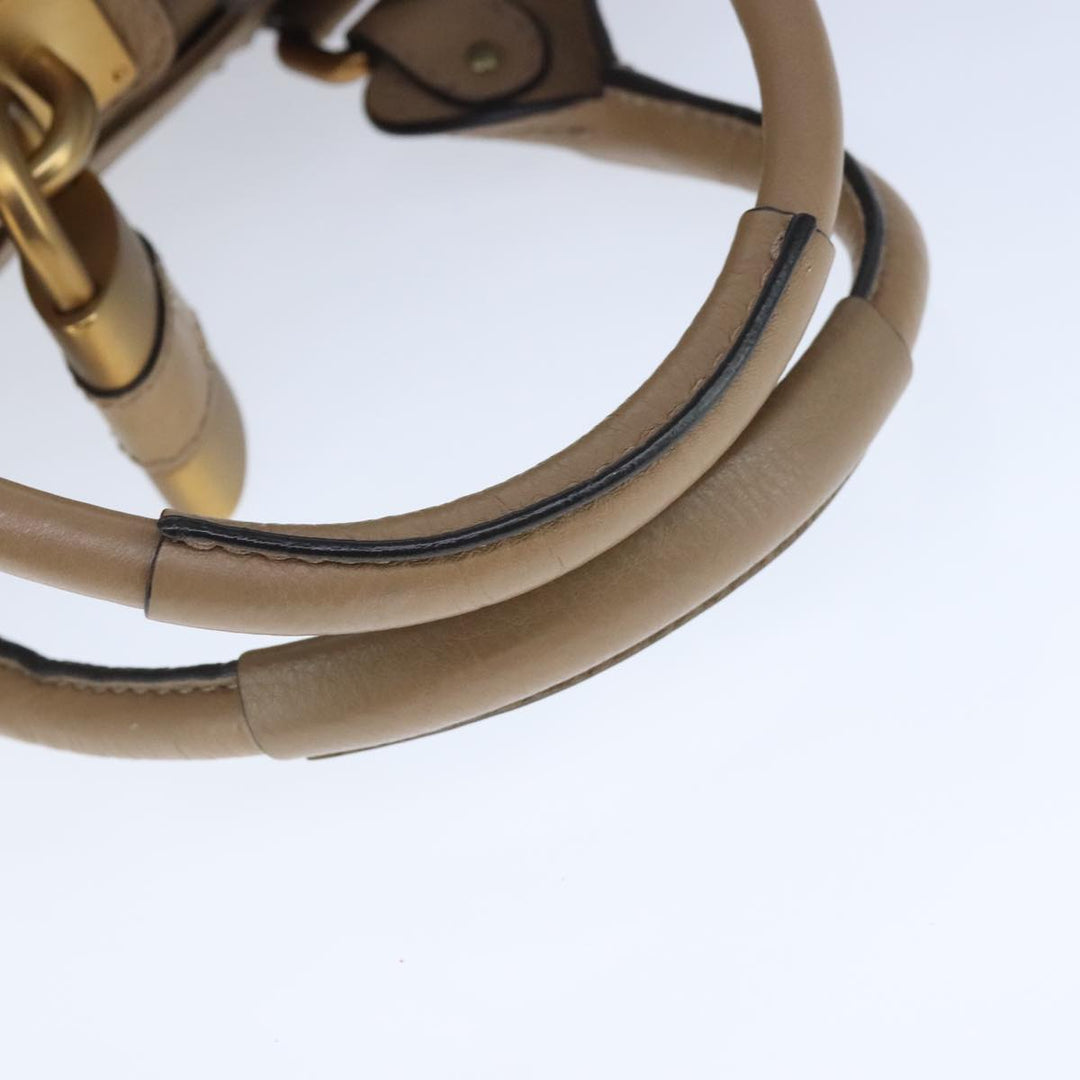 Chloe Paddington Hand Bag Leather Beige Gold Silver am7279