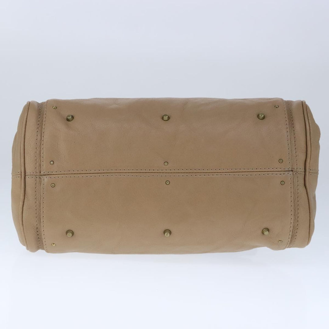 Chloe Paddington Hand Bag Leather Beige Gold Silver am7279